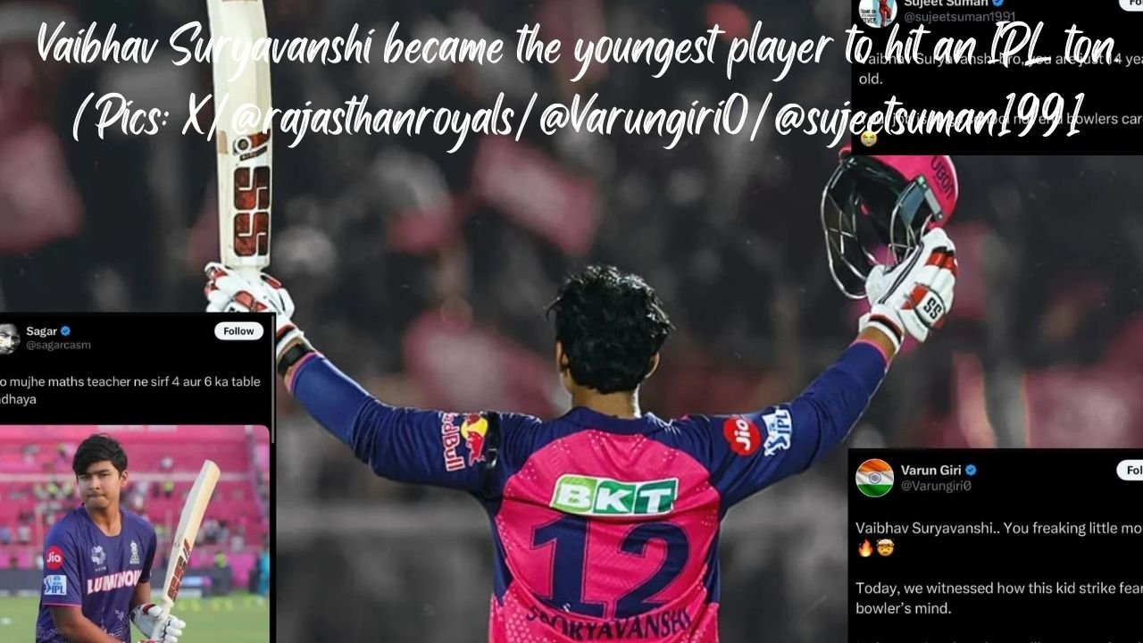 IPL 2025 में इतिहास रचते हुए Vaibhav Suryavanshi ने Gujarat Titans के गेंदबाज़ों की धज्जियाँ उड़ाईं 38 Balls में जड़ा Century IPL 2025 में इतिहास रचते हुए Vaibhav Suryavanshi ने Gujarat Titans के गेंदबाज़ों की धज्जियाँ उड़ाईं 38 Balls में जड़ा Century