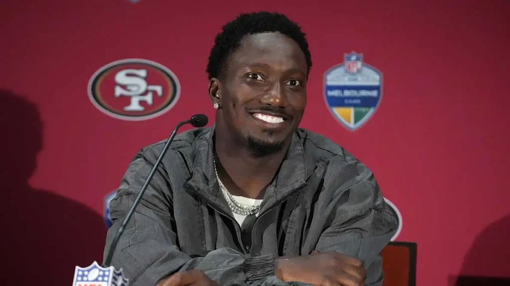 Sep 11, 2026; Melbourne, Victoria, Australia; San Francisco 49ers wide receiver Deebo Samuel Sr. (19) at press conference after the 2026 NFL Melbourne Game agai?